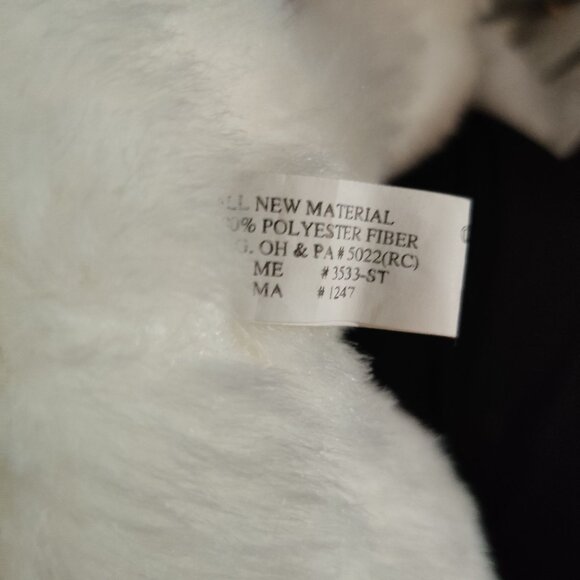 Goffa White Teddy Bear Plush 9" Red Gold Satin Heart Bow Valentine Gift Cute - Picture 5 of 5